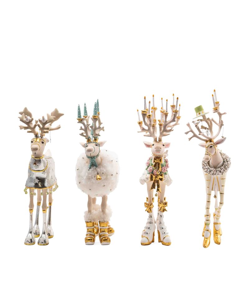 Mackenzie-Childs Mackenzie-Childs Resin Patience Brewster Moonbeam Reindeer Figures (Set Of 4)
