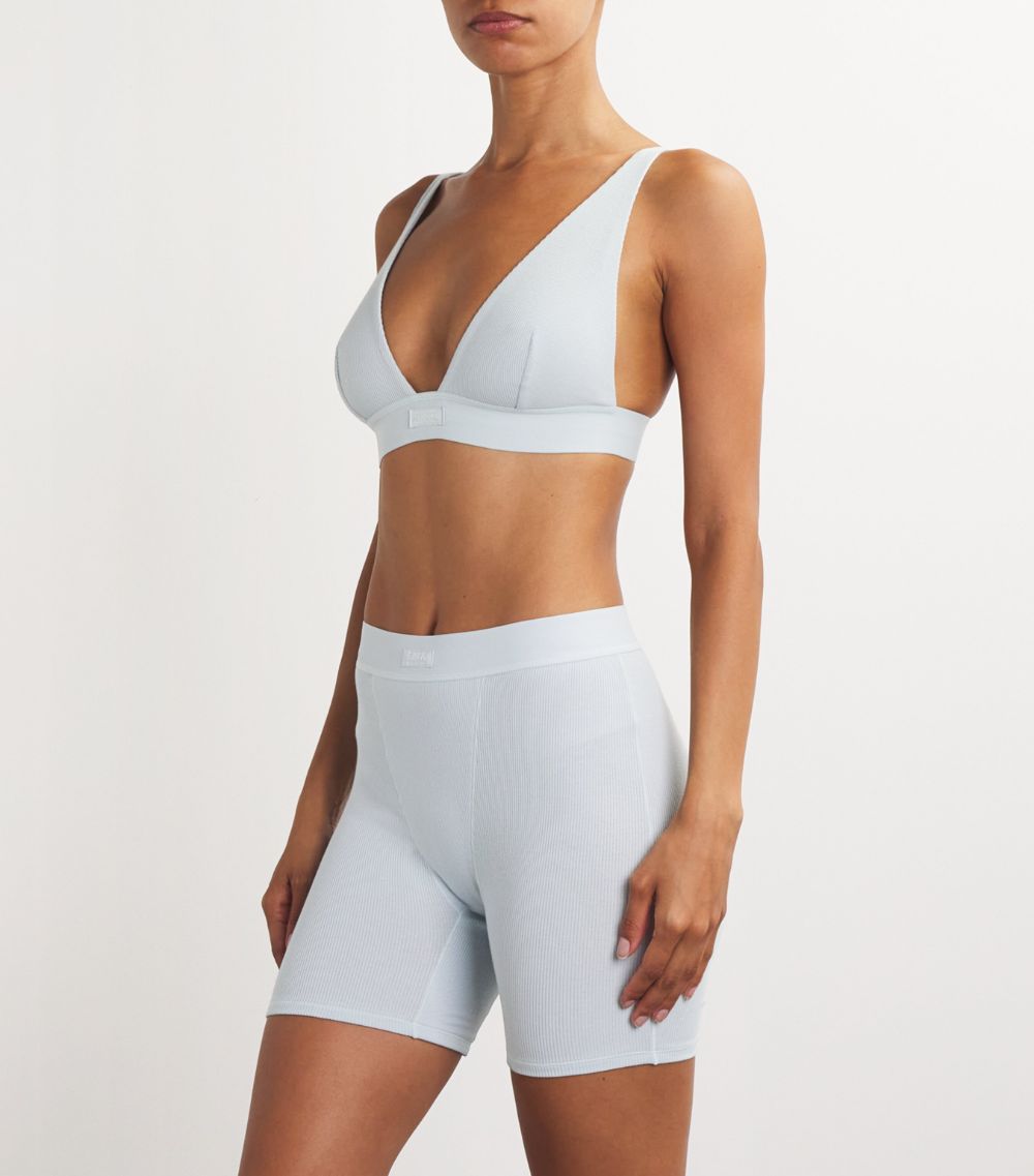 Skims Skims Stretch-Cotton Ribbed Plunge Bralette