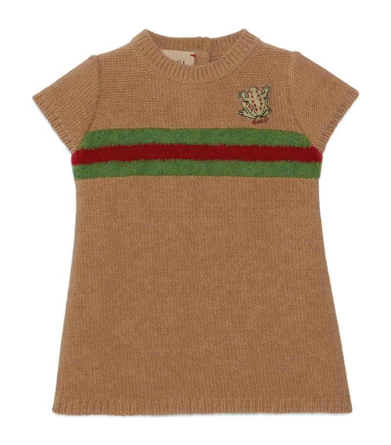 Gucci Gucci Kids Camel Wool Web Stripe Dress (0-36 Months)