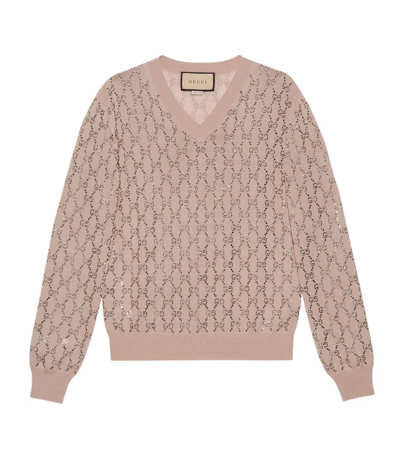 Gucci Gucci Crystal-Embellished GG Sweater