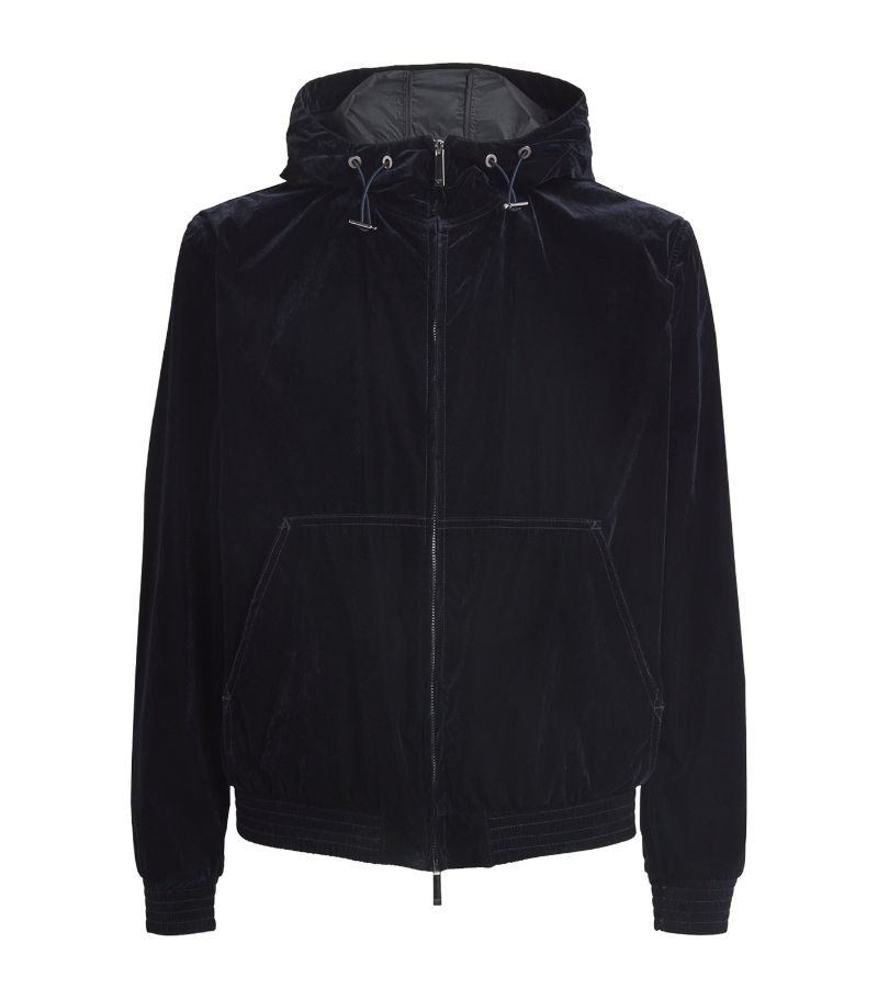 Emporio Armani Emporio Armani Velour-Effect Hooded Jacket