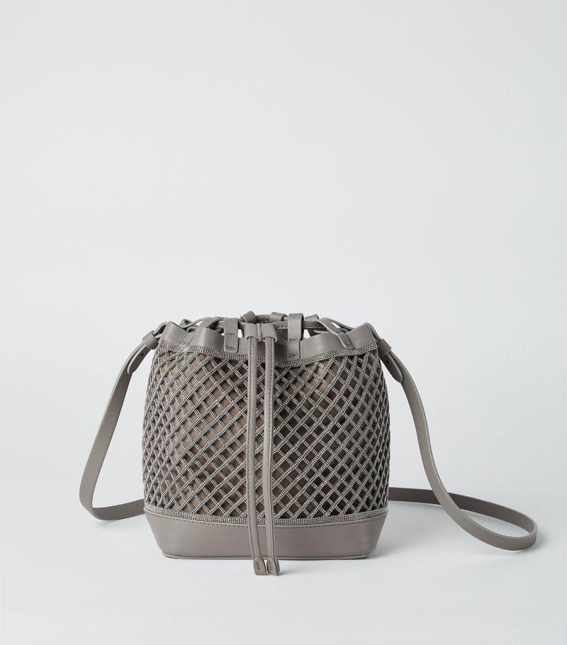 Brunello Cucinelli Brunello Cucinelli Leather Monili-Net Bucket Bag