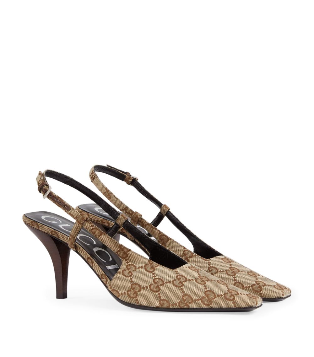 Gucci Gucci GG Canvas Slingback Pumps 75