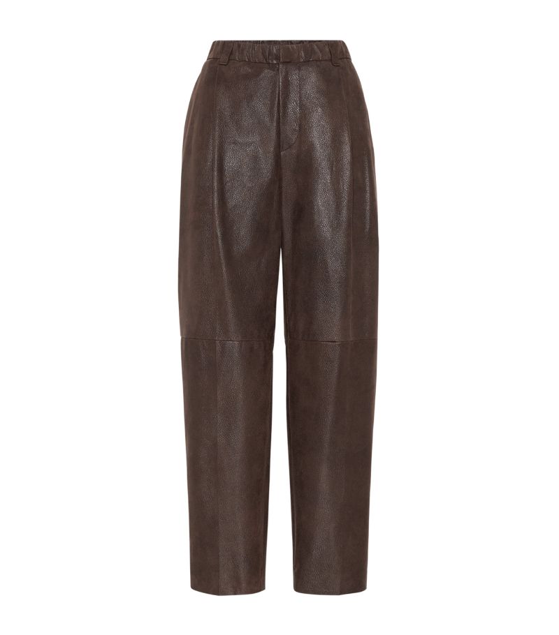 Brunello Cucinelli Brunello Cucinelli Leather Straight Trousers