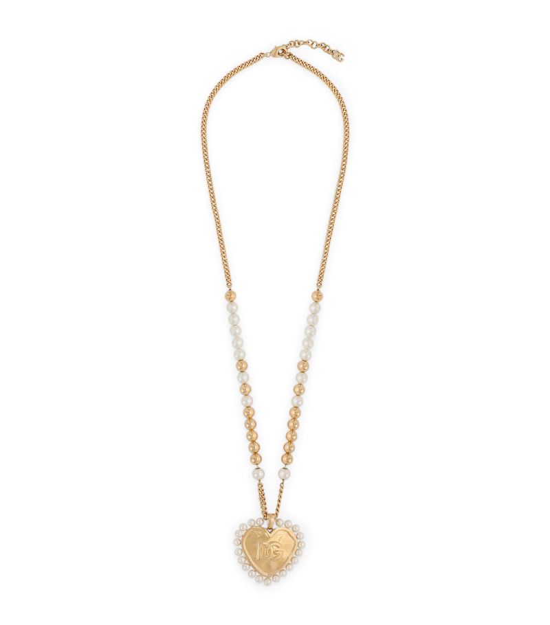 Dolce & Gabbana Dolce & Gabbana Faux Pearl Dg Pendent Necklace