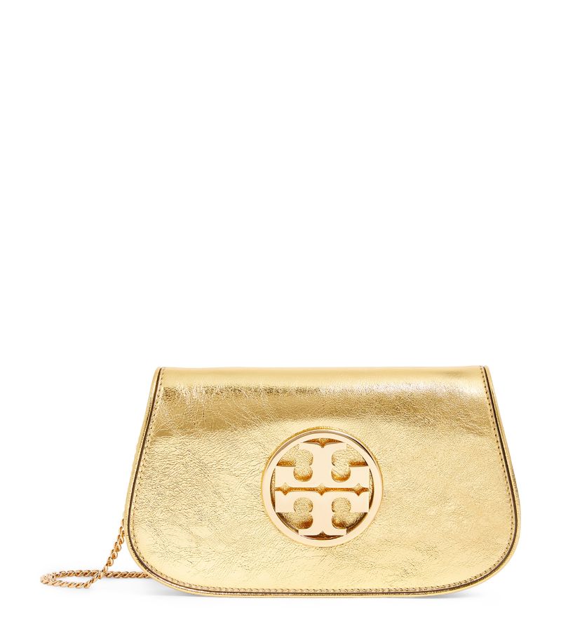 Tory Burch Tory Burch Metallic Leather Reva Clutch Bag