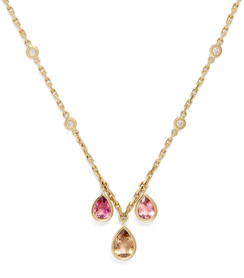 Jacquie Aiche Jacquie Aiche Yellow Gold, Diamond And Pink Tourmaline Shaker Necklace
