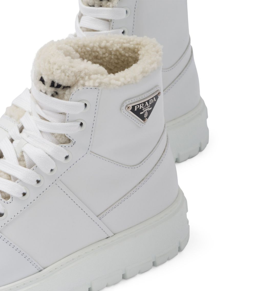 Prada Prada Shearling-Detail High-Top Sneakers