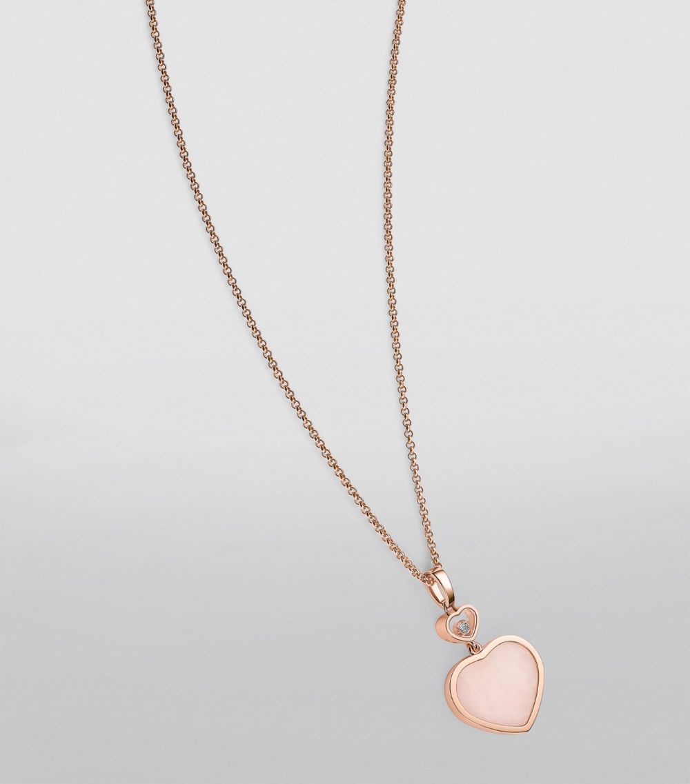Chopard Chopard Rose Gold, Opal And Diamond Happy Hearts Pendant