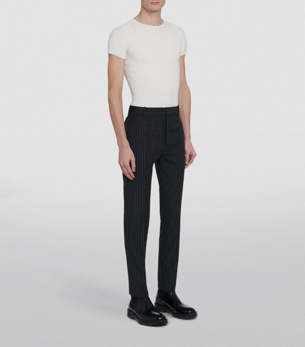 Alexander McQueen Alexander Mcqueen Wool-Mohair Pinstripe Cigarette Trousers