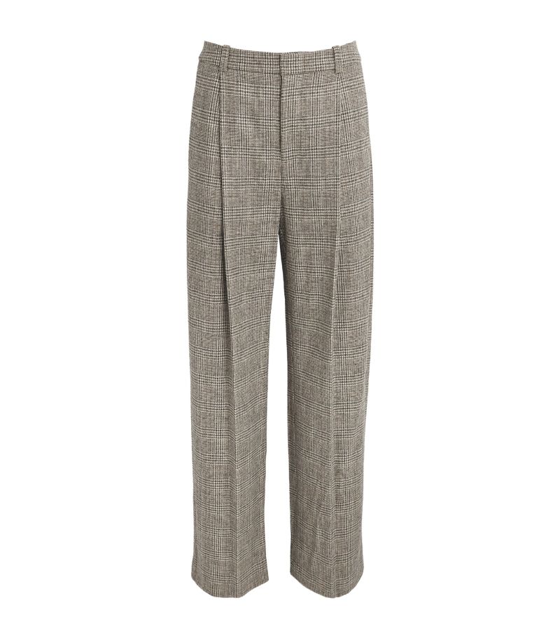 Vince Vince Wool-Blend Check Wide-Leg Trousers