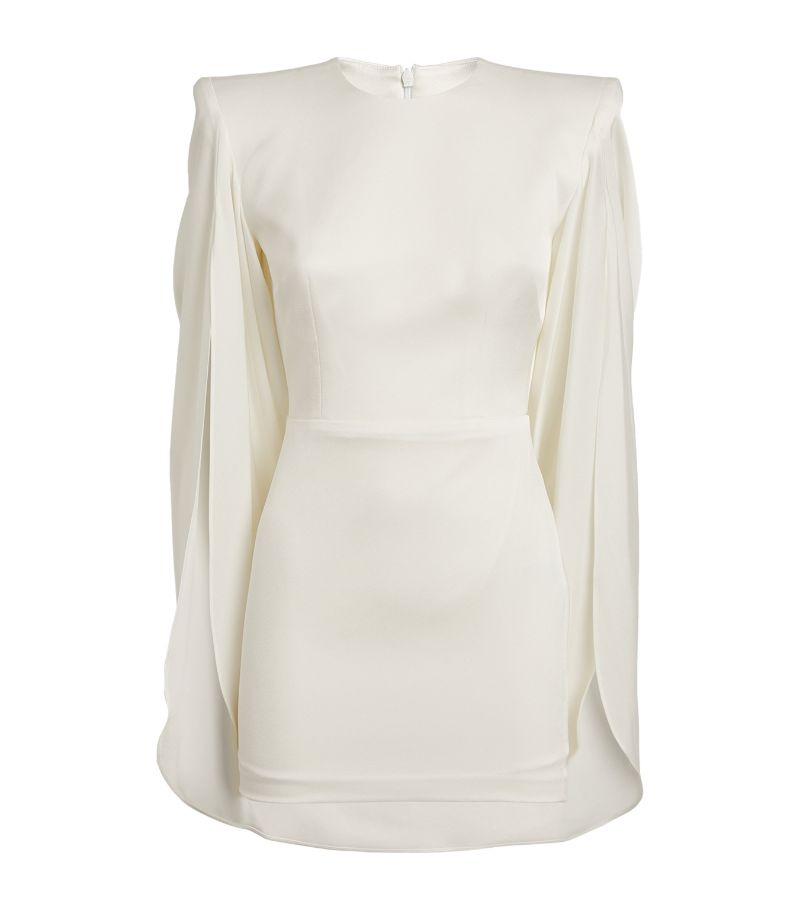  Alex Perry Satin Crepe Cape-Detail Mini Dress