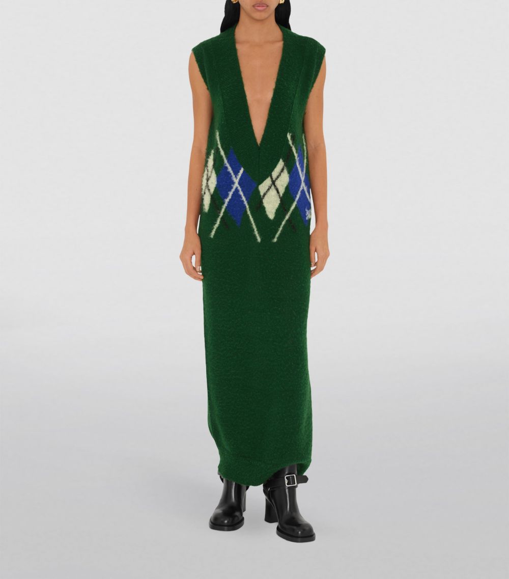 Burberry Burberry Wool Argyle Maxi Dress