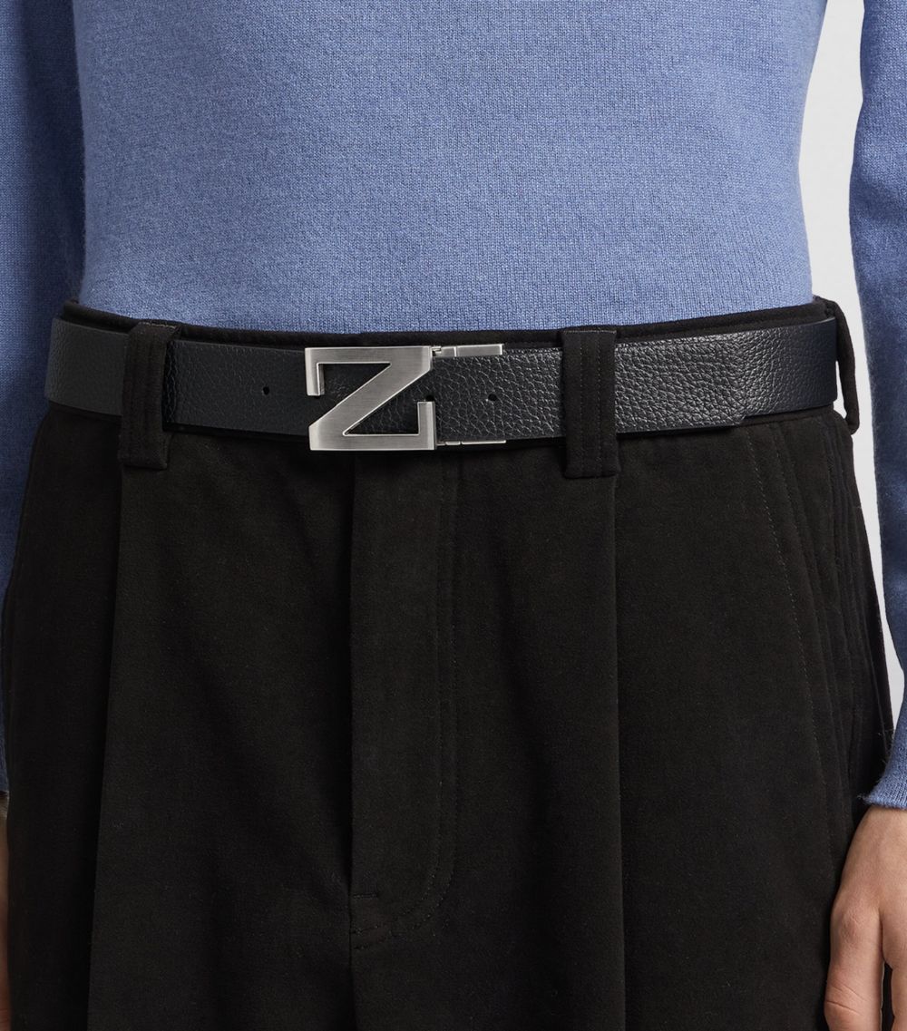 zegna Zegna Calfskin Logo-Buckle Belt