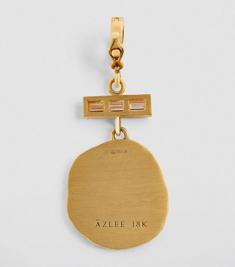 Azlee Azlee Small Yellow Gold And Diamond Of The Earth Coin Charm