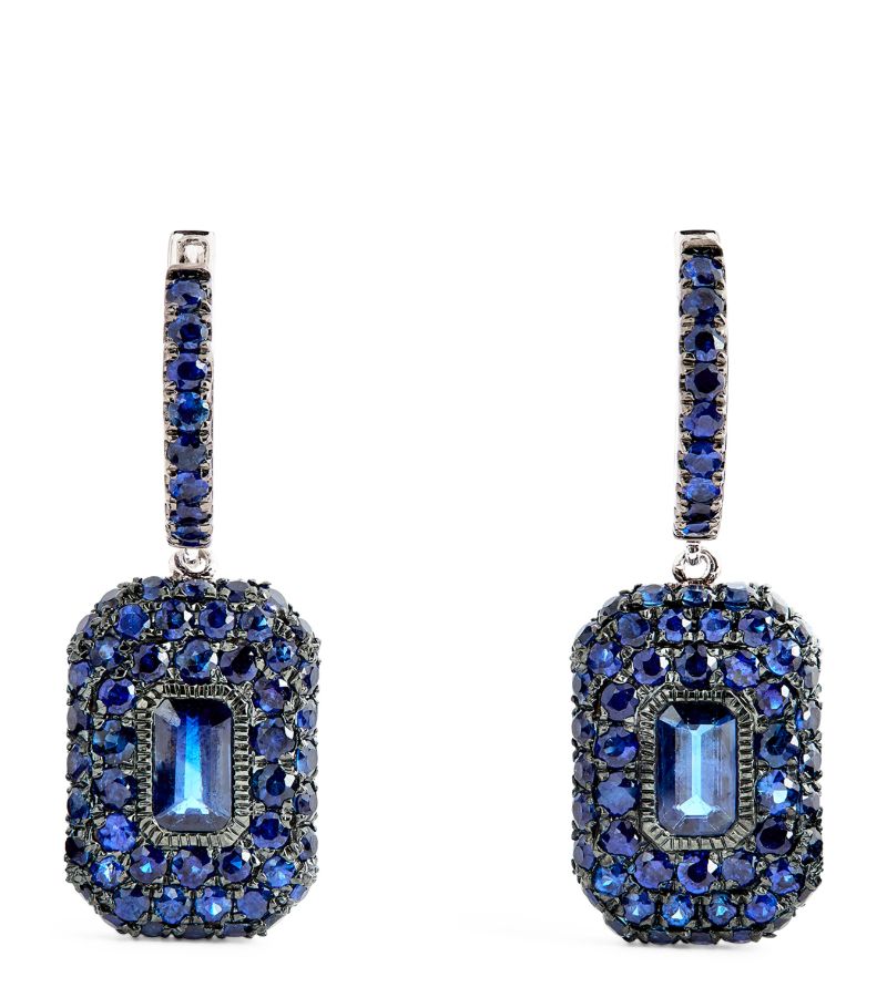 Shay Shay White Gold And Blue Sapphire New Modern Drop Earrings