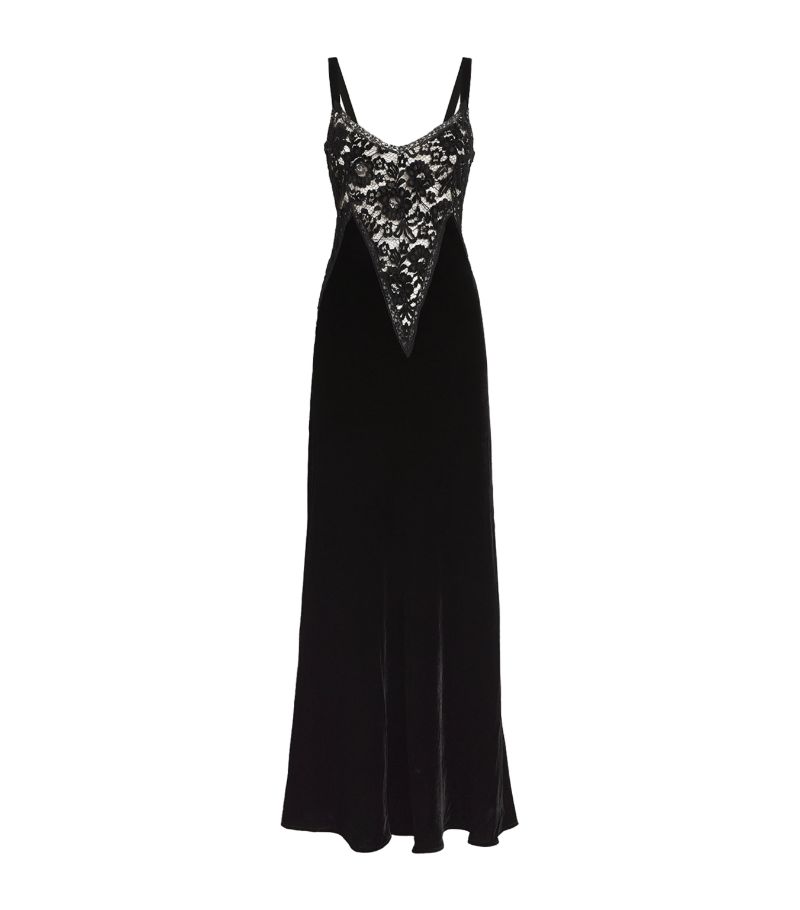 Loretta Caponi Loretta Caponi Velvet-Lace Jolanda Nightdress