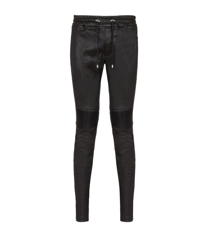 Balmain Balmain Leather Biker Slim Jeans