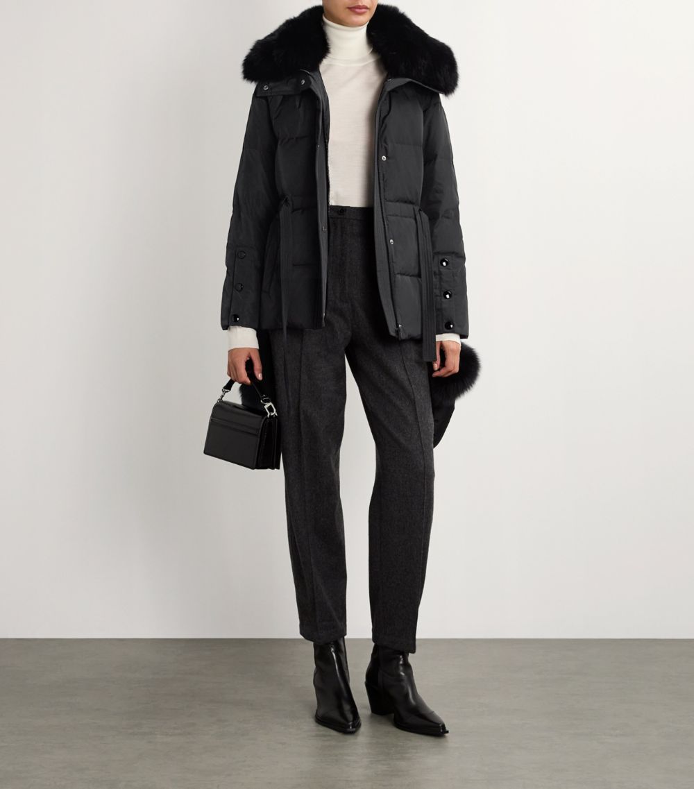 Yves Salomon Yves Salomon Fur-Trim Down Puffer Jacket With Mittens