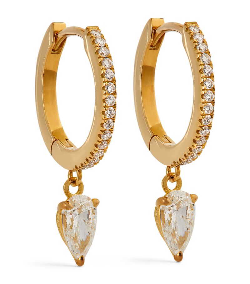 Engelbert Engelbert Yellow Gold and Diamond Drop Huggie Earrings