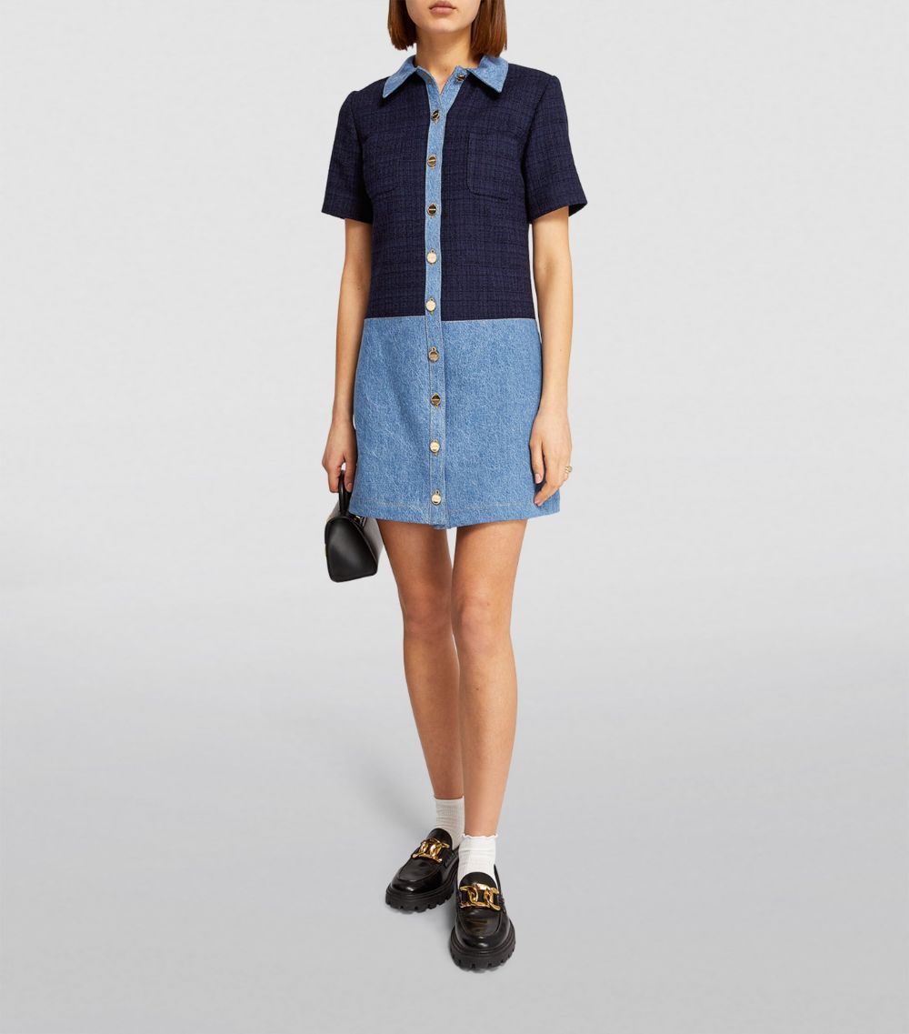  Sandro Denim-Tweed Mini Dress