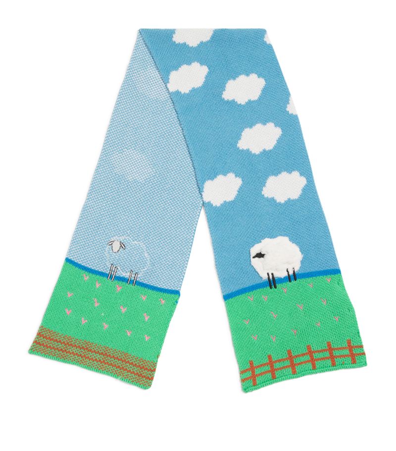 Stella McCartney Kids Stella Mccartney Kids Cotton-Wool Embroidered Sheep Scarf