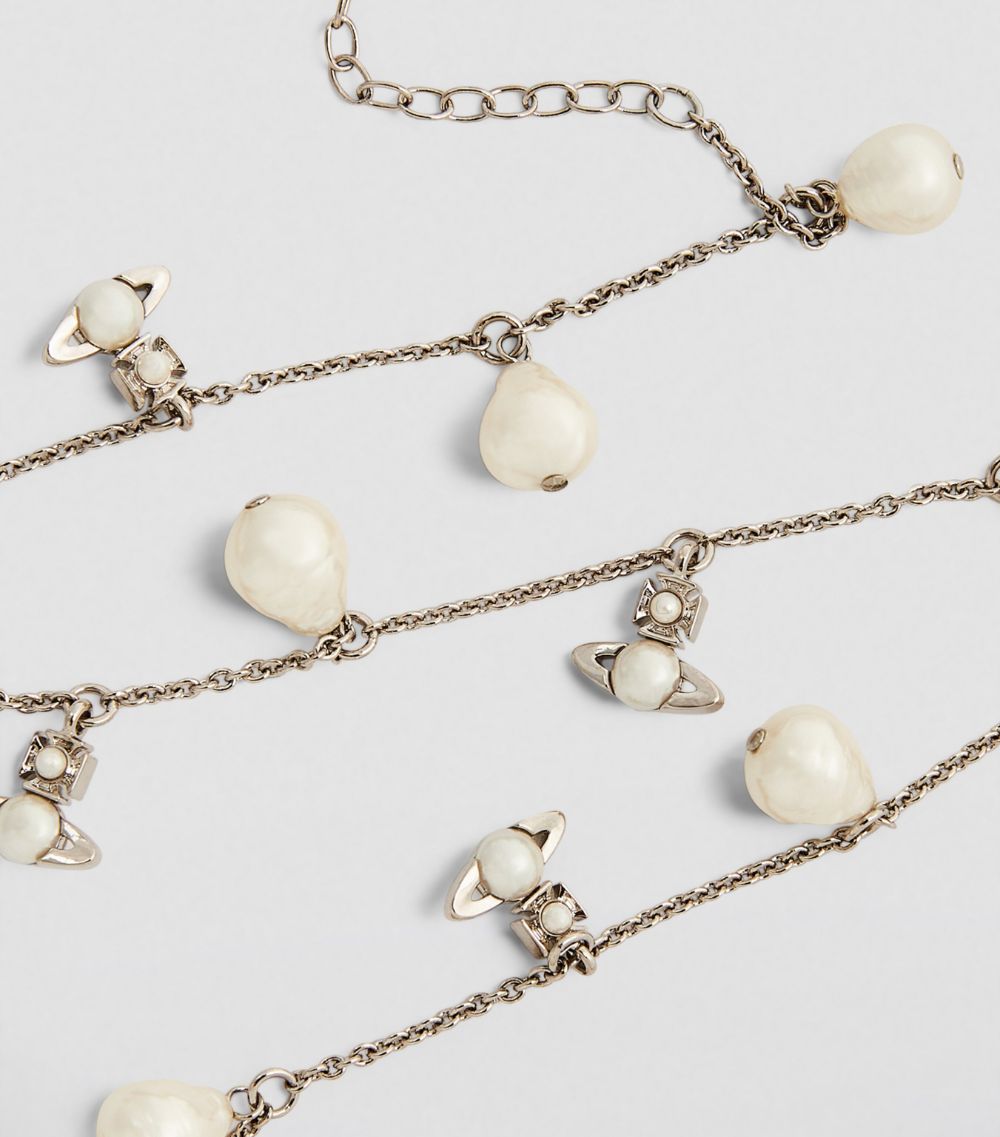 Vivienne Westwood Vivienne Westwood Silver-Tone Brass And Creamrose Pearl Emiliana Necklace