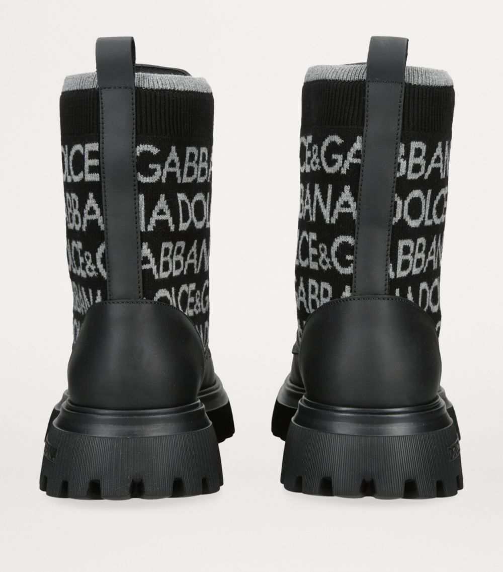 Dolce & Gabbana Dolce & Gabbana Kids Calfskin Logo Boots