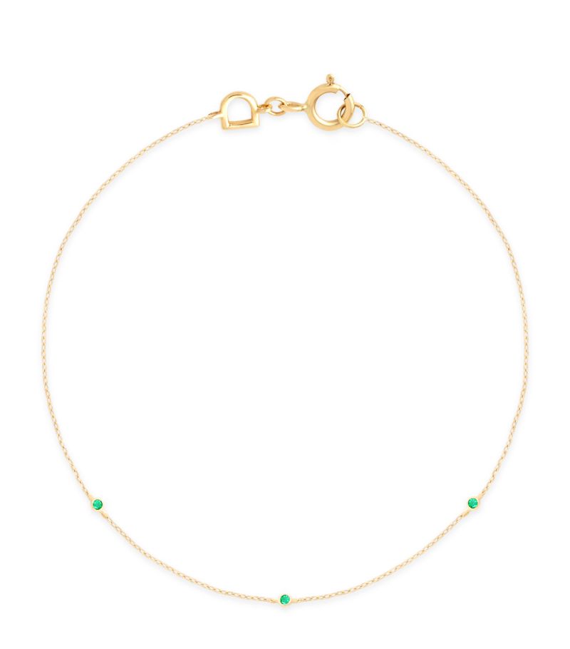  Astrid & Miyu Yellow Gold And Emerald Charm Bracelet