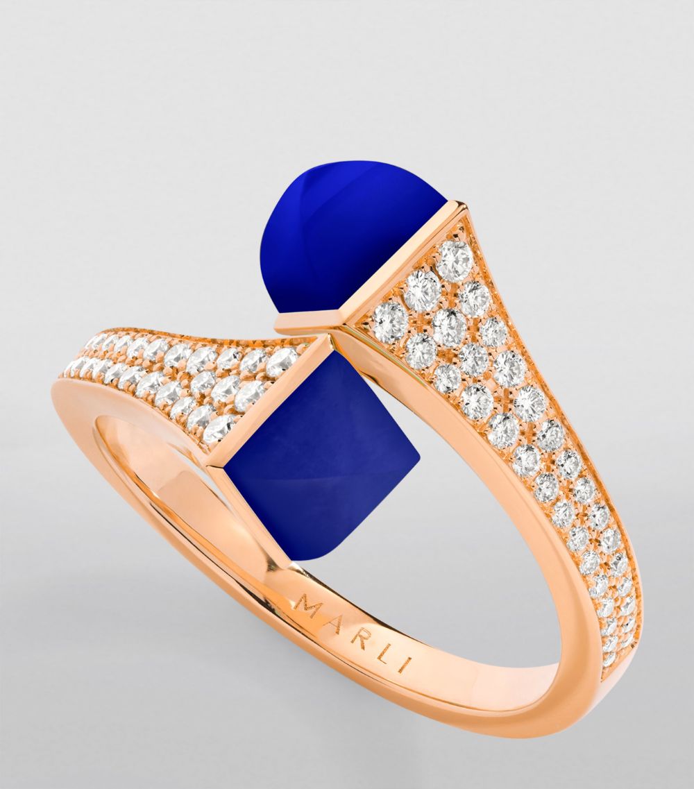  Marli New York Midi Rose Gold, Diamond And Lapis Lazuli Cleo Ring