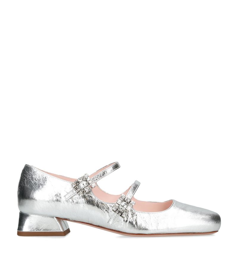 Roger Vivier Roger Vivier Metallic Leather Mini Tres Vivier Mary Janes 25