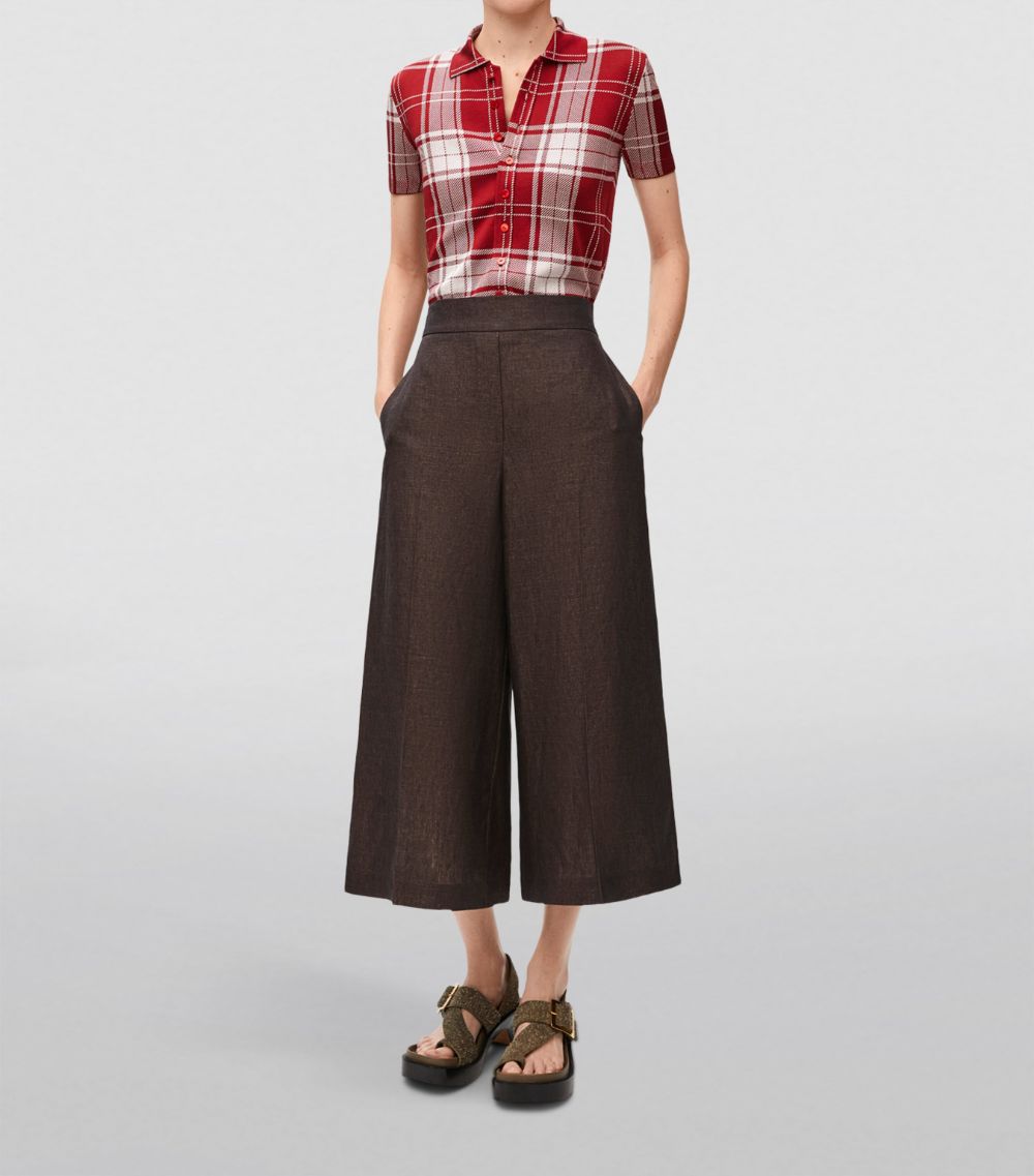 Loewe Loewe Linen Cropped Wide-Leg Trousers