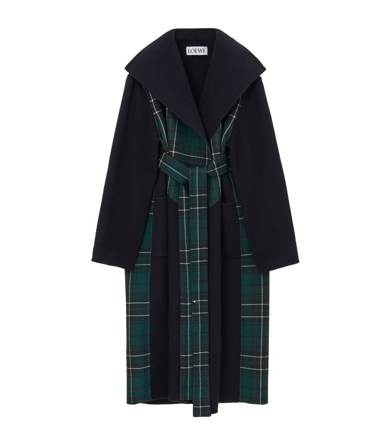 Loewe Loewe Wool-Blend Tartan Belted Coat