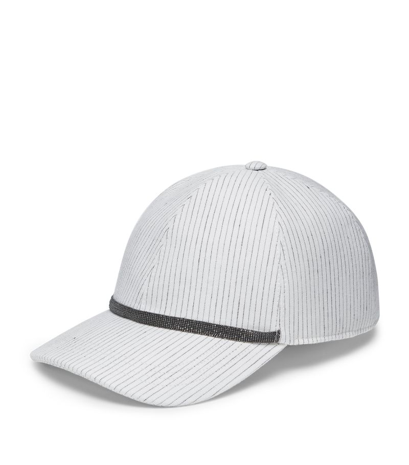 Brunello Cucinelli Brunello Cucinelli Linen-Cotton Striped Baseball Cap