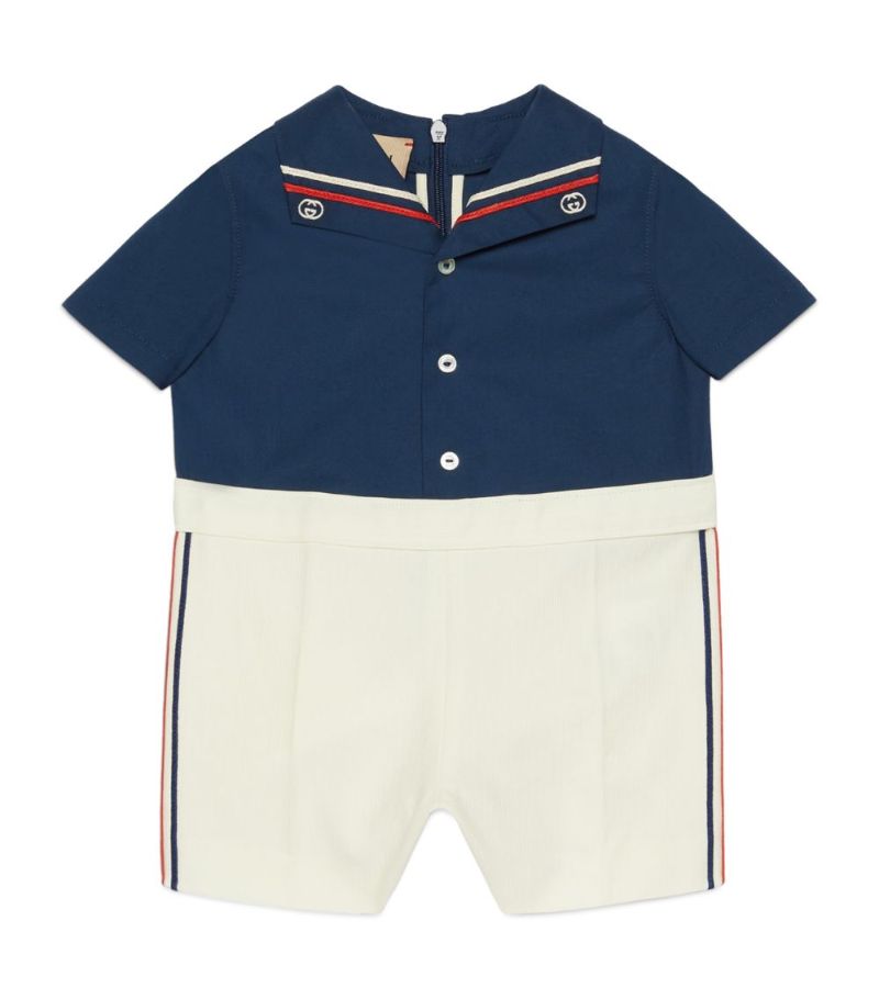 Gucci Gucci Kids Cotton Embroidered Playsuit (3-24 Months)