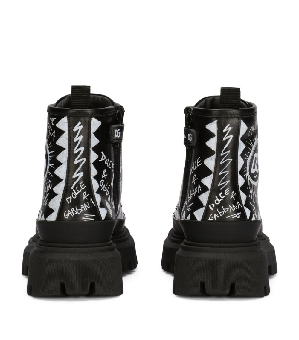 Dolce & Gabbana Dolce & Gabbana Kids Leather Graffiti Boots