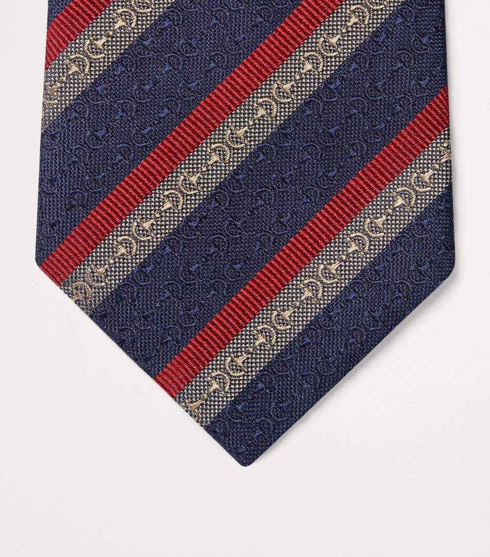 Gucci Gucci Silk Horsebit Striped Tie