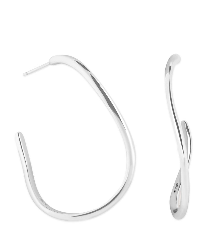  Astrid & Miyu Rhodium-Plated Silver Infinite Hoop Earrings