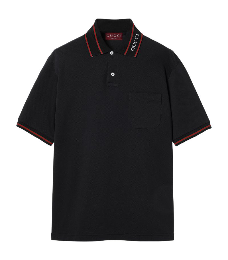 Gucci Gucci Cotton Web Stripe Polo Shirt