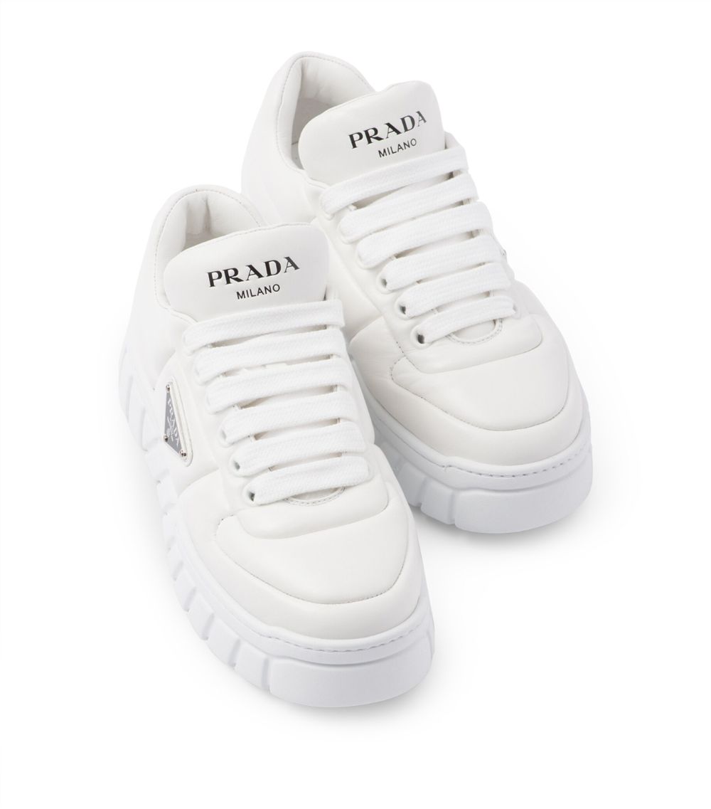 Prada Prada Padded Leather Triangle Sneakers