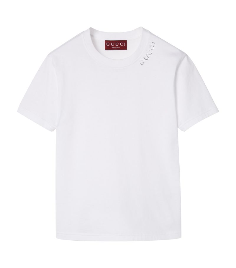 Gucci Gucci Crystal-Embellished Logo T-Shirt