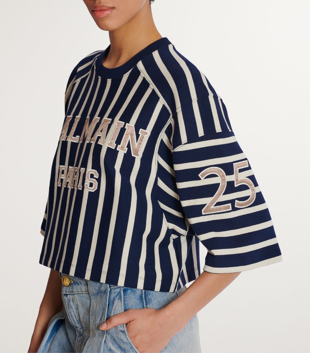 Balmain Balmain Striped Baseball T-Shirt