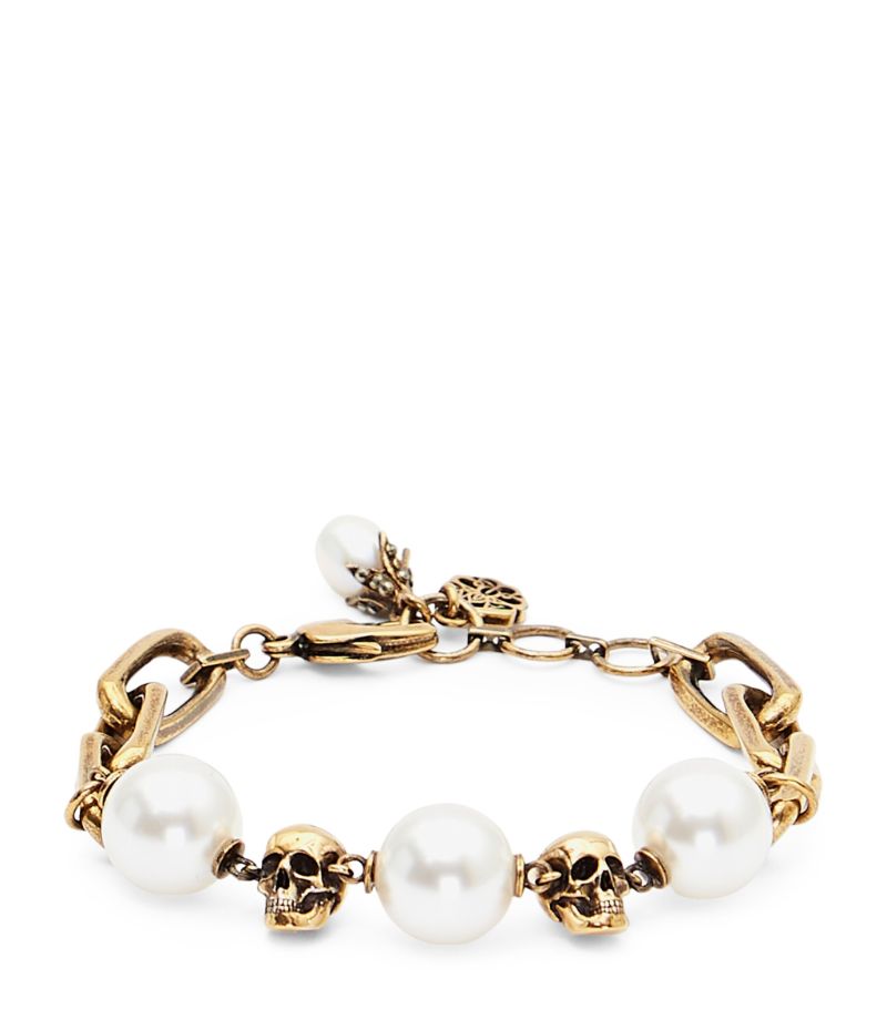 Alexander McQueen Alexander Mcqueen Faux Pearl And Skull Bracelet