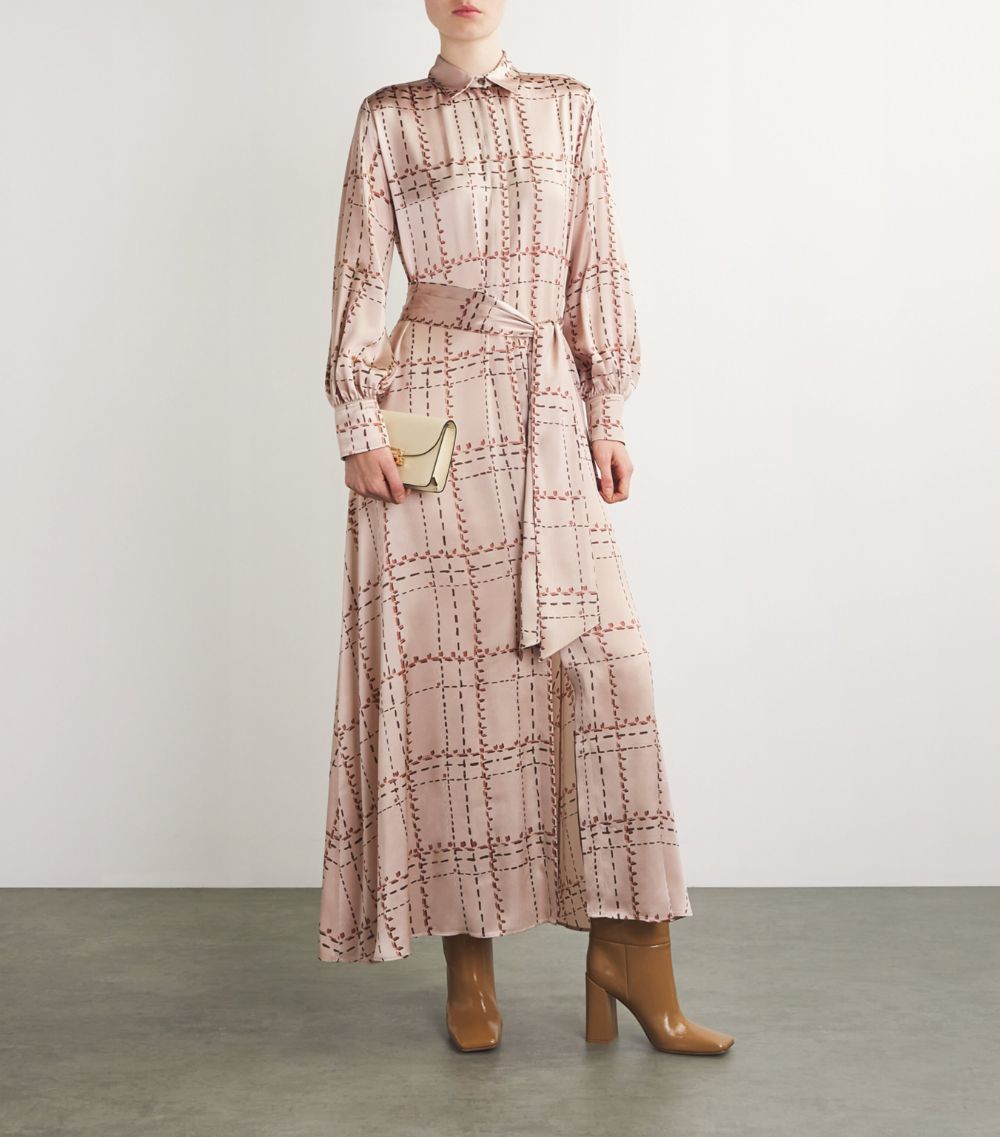 Kiton Kiton Silk Belted Maxi Shirt Dress