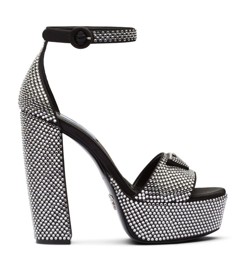 Prada Prada Crystal-Embellished Platform Sandals 135