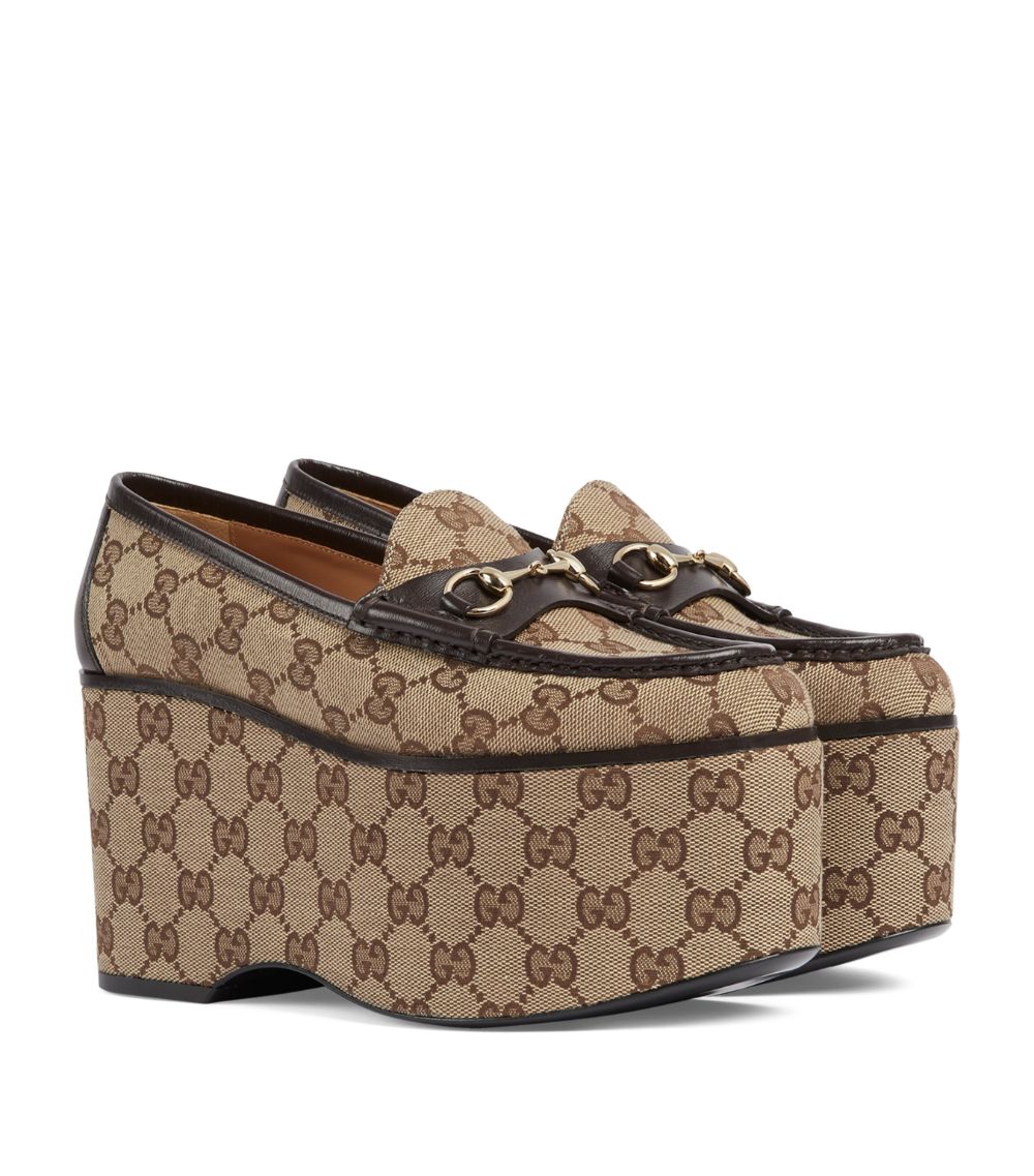 Gucci Gucci Canvas Horsebit Platform Loafers