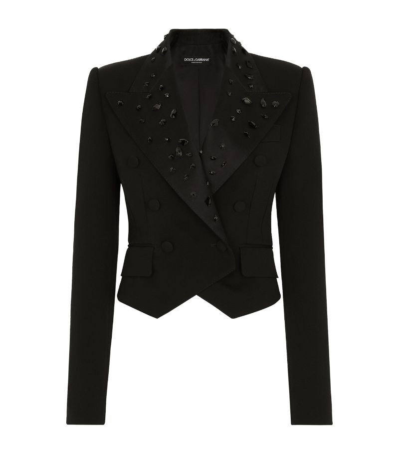 Dolce & Gabbana Dolce & Gabbana Virgin Wool-Blend Embellished Cropped Blazer