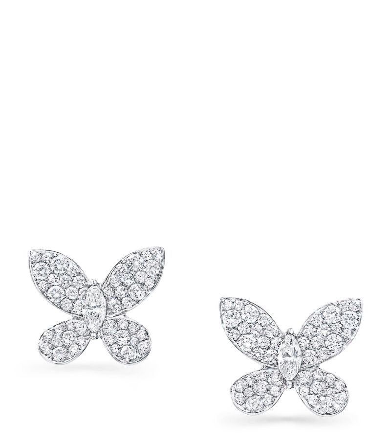 Graff Graff White Gold And Diamond Butterfly Stud Earrings