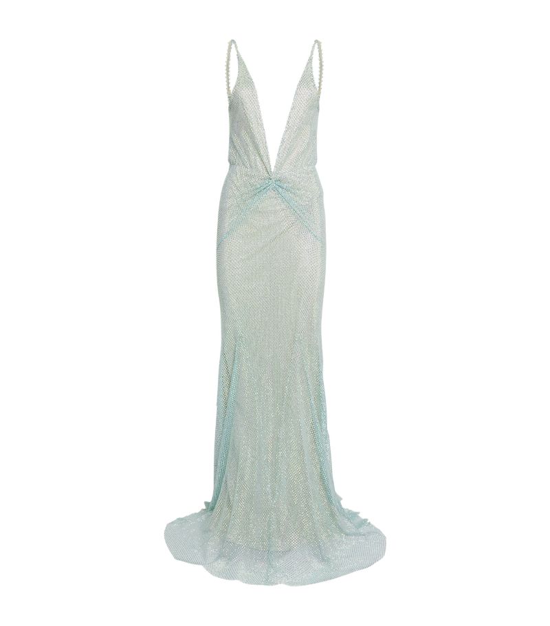  Celia Kritharioti Embellished Mermaid Net Gown