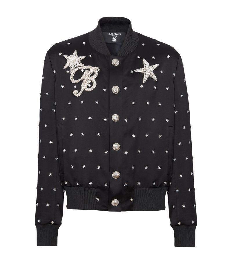 Balmain Balmain Crystal-Embellished Bomber Jacket